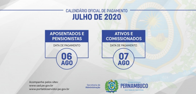 SAD divulga calendário de pagamento dos servidores (julho/2020)