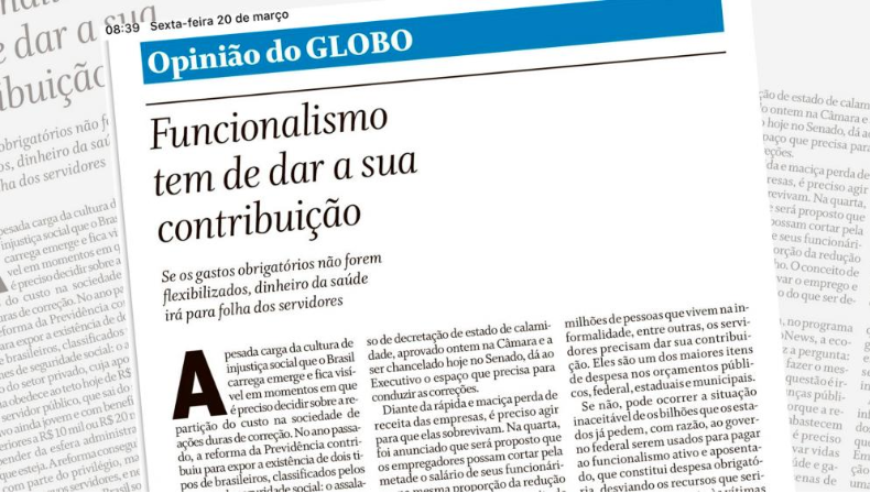 O Globo pede confisco do salário dos servidores públicos e Fenafisco responde
