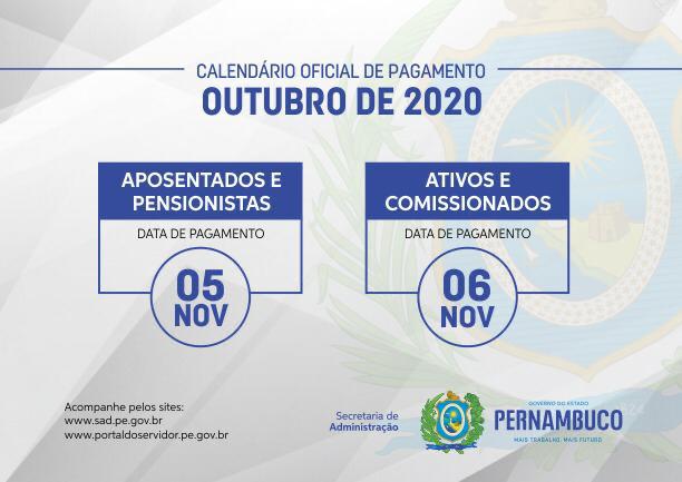 SAD divulga o calendário de pagamento de Outubro/2020